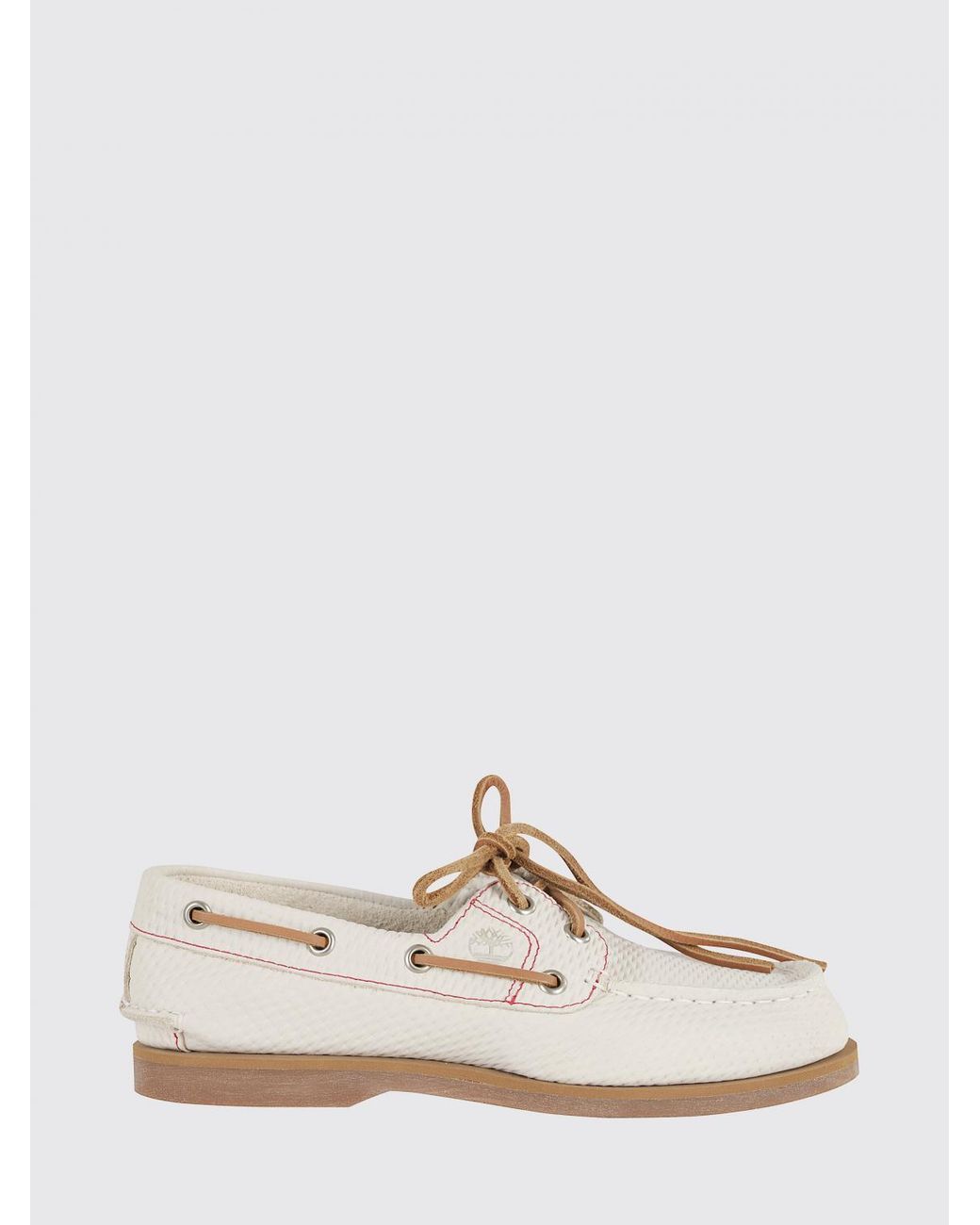 Timberland White Classic Boat Embossed Leather Loafers