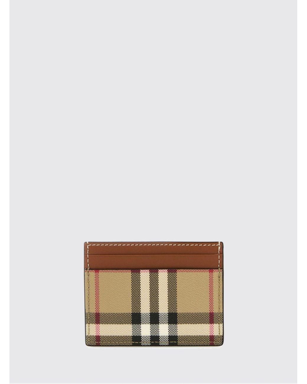 Burberry Brown Vintage Check Coated Cotton And Leather Card Holder