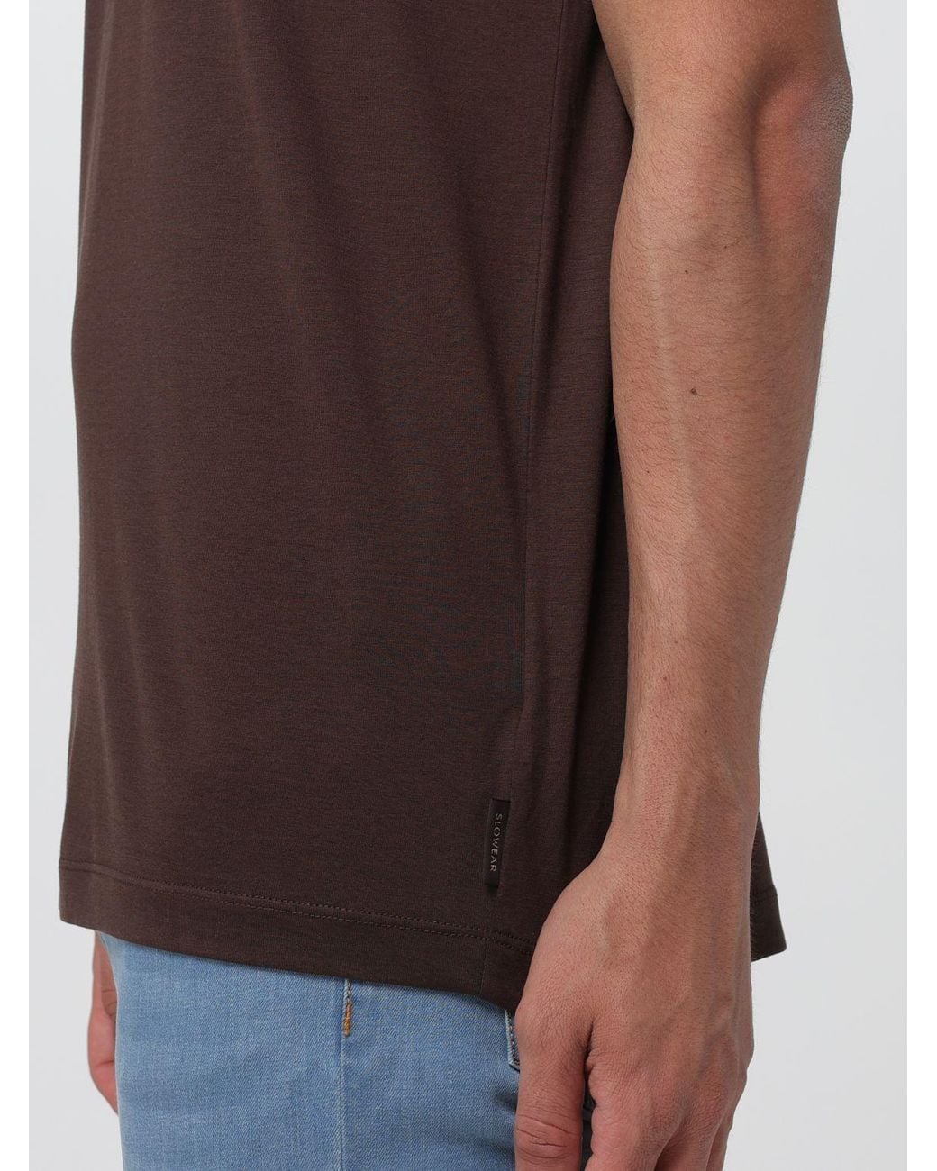 Zanone Brown Basic Cotton And Silk T-Shirt for men