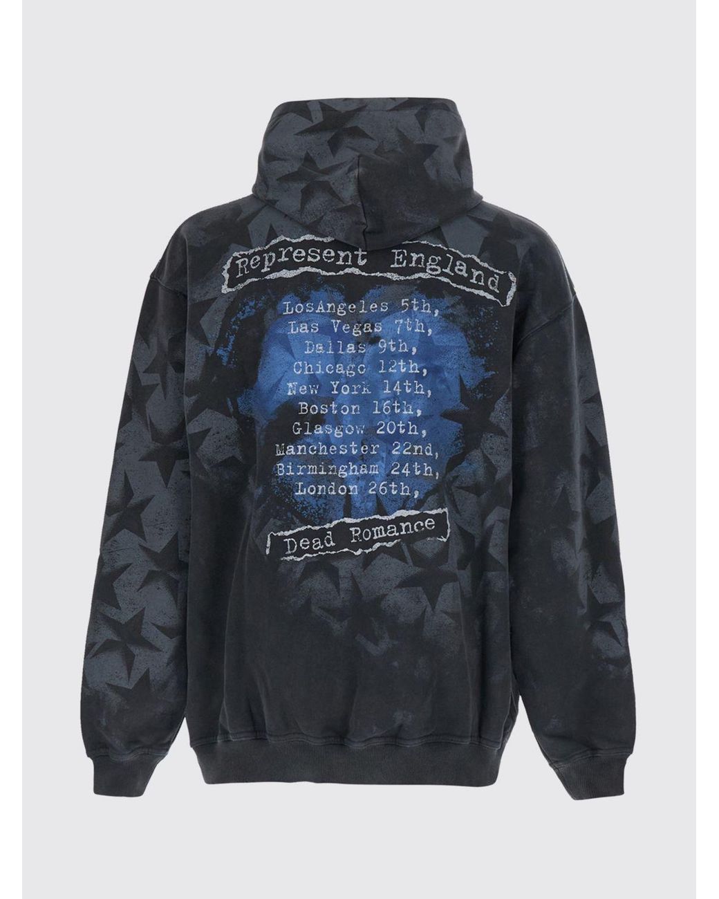 Represent Gray Graphic Print Relaxed Fit Cotton Hoodie for men