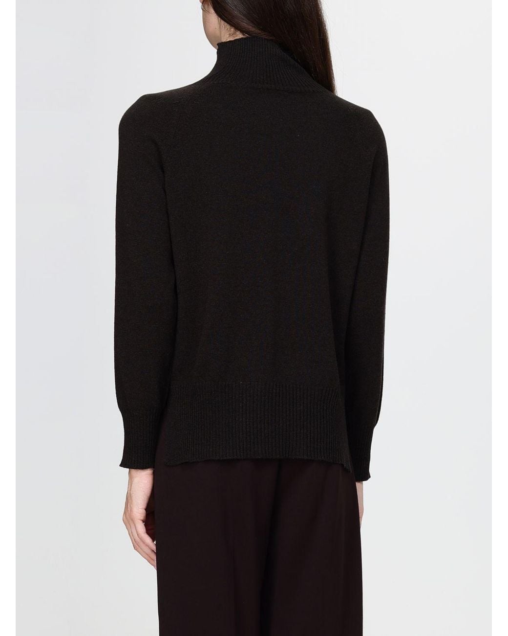 Kangra Black Wool Long-Sleeved Roll Neck Jumper With Ribbed Trims