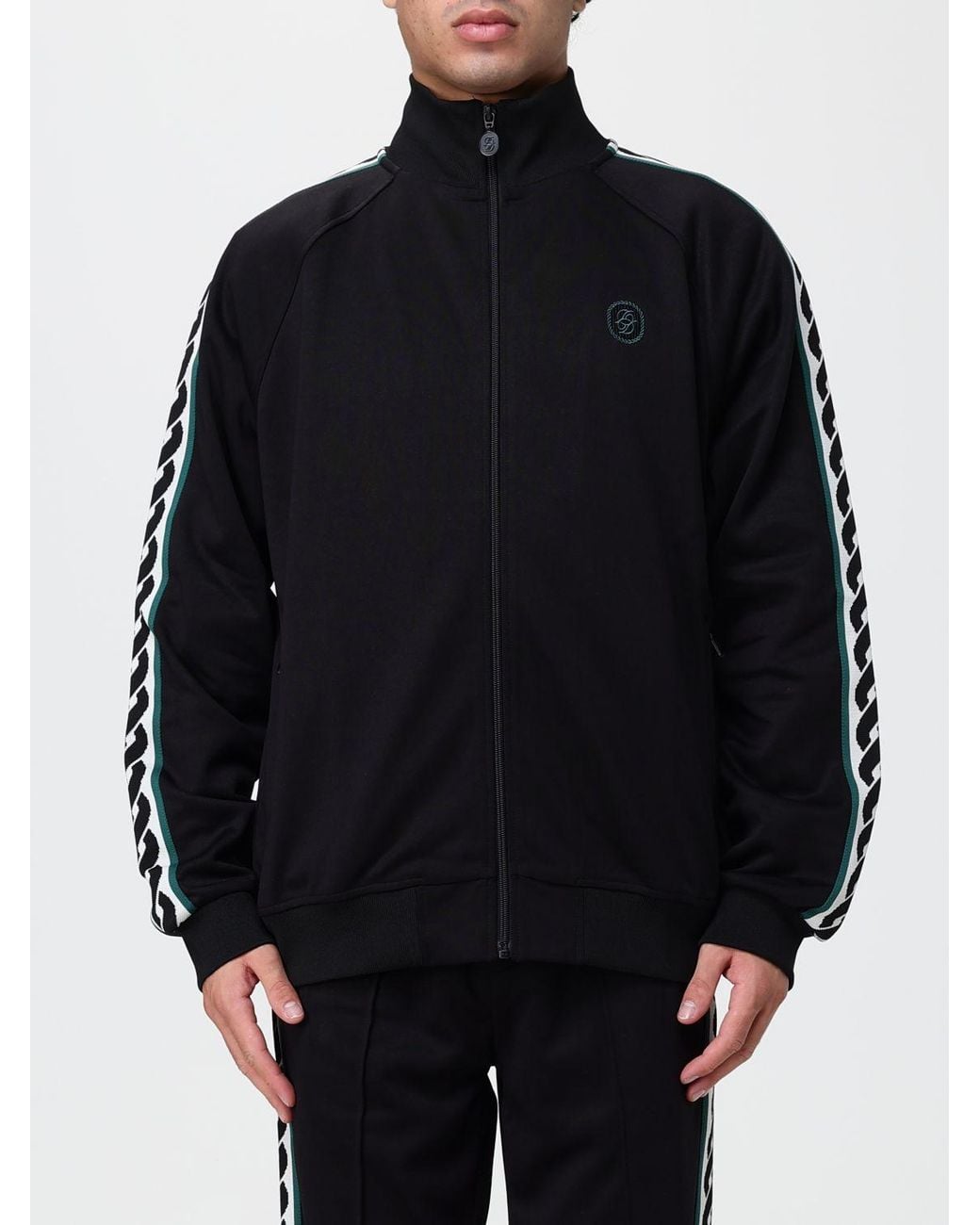 Drole de Monsieur Black Relaxed-Fit Zip-Up Sweatshirt With Embroidered Logo for men