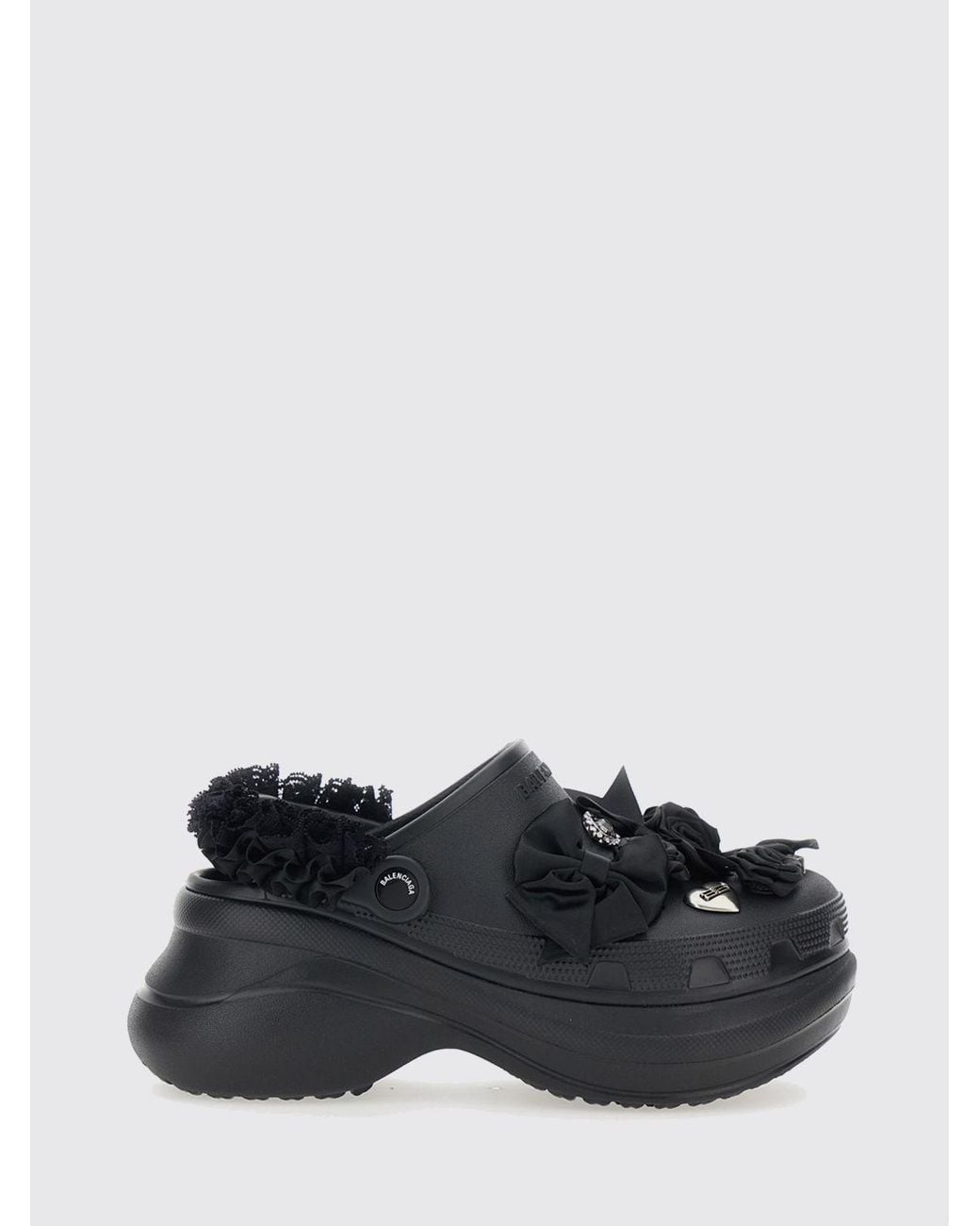 Balenciaga Black X Crocs Jibbitz Eva Mules With Platform And Decorative Studs