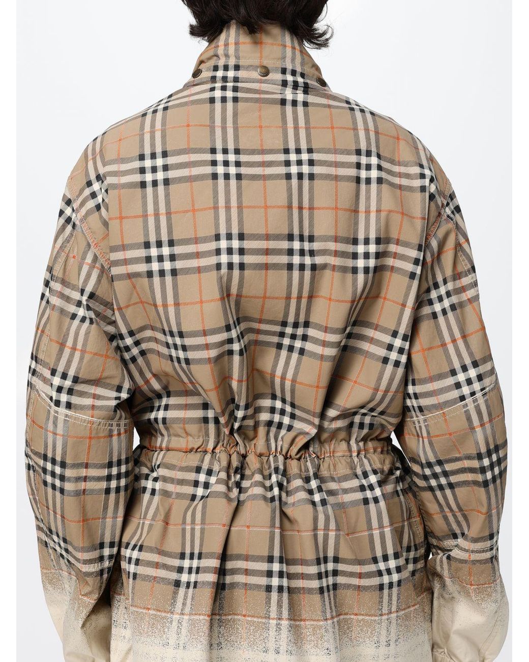 Burberry Natural Knee-Length Cotton Gabardine Parka With Check Details for men