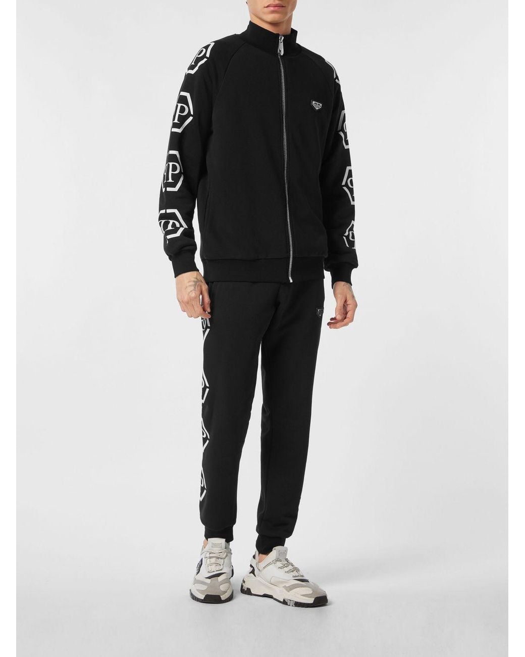 Philipp Plein Black Cotton-Blend Turtleneck Sweatshirt With Hexagon Logo for men