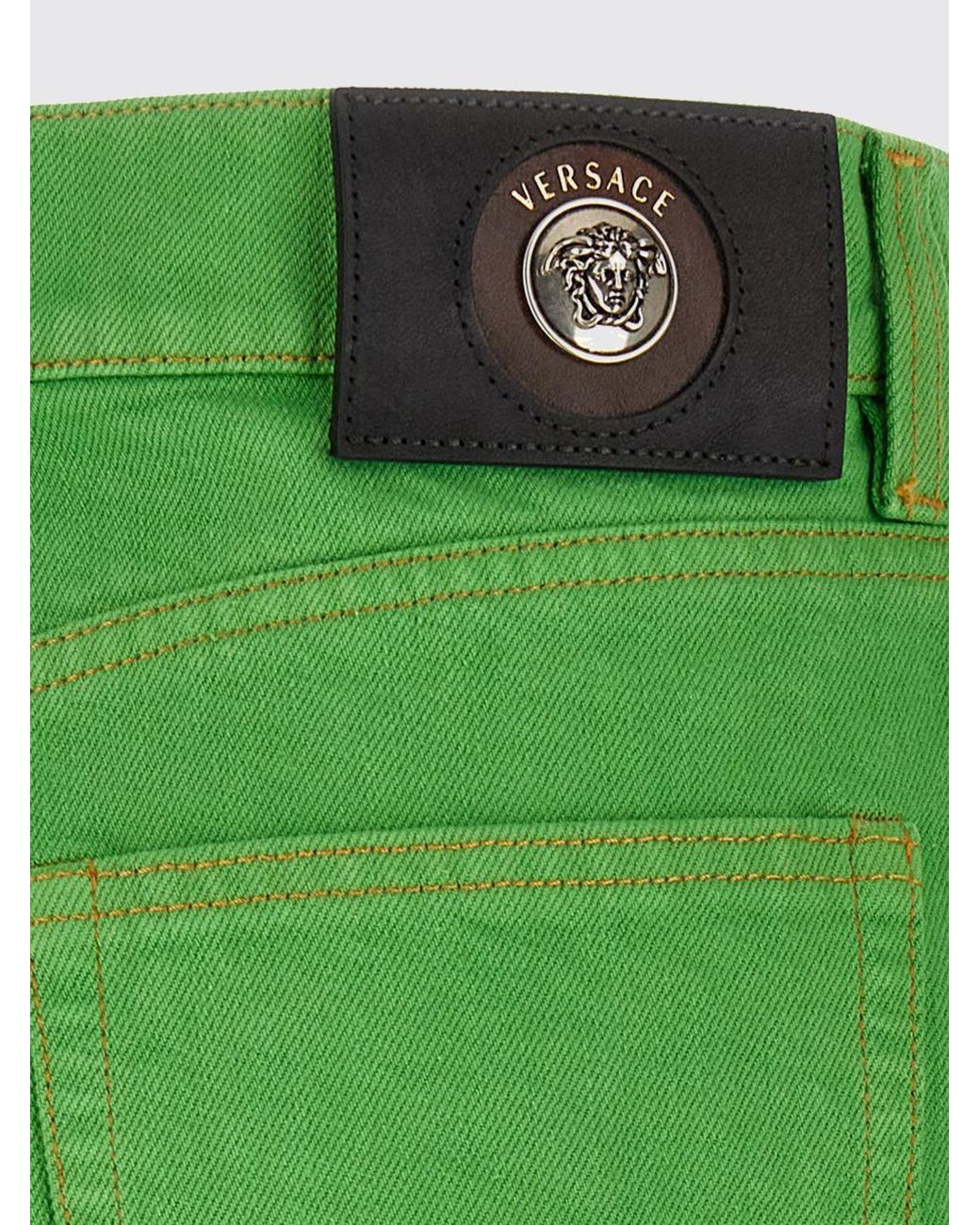 Versace Green Cropped Fit Denim Jeans