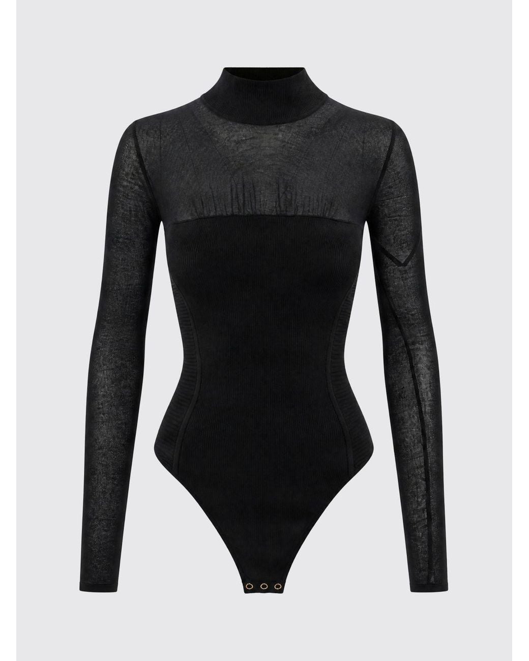 Elisabetta Franchi Black Slim Fit Stretch-Viscose Long-Sleeved Turtleneck Bodysuit