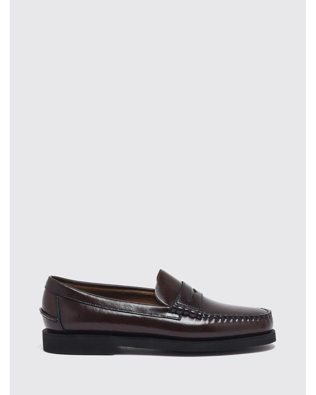 Sebago White Brushed Leather Penny Loafers With Saddle Strap And Raised Apron Toe for men