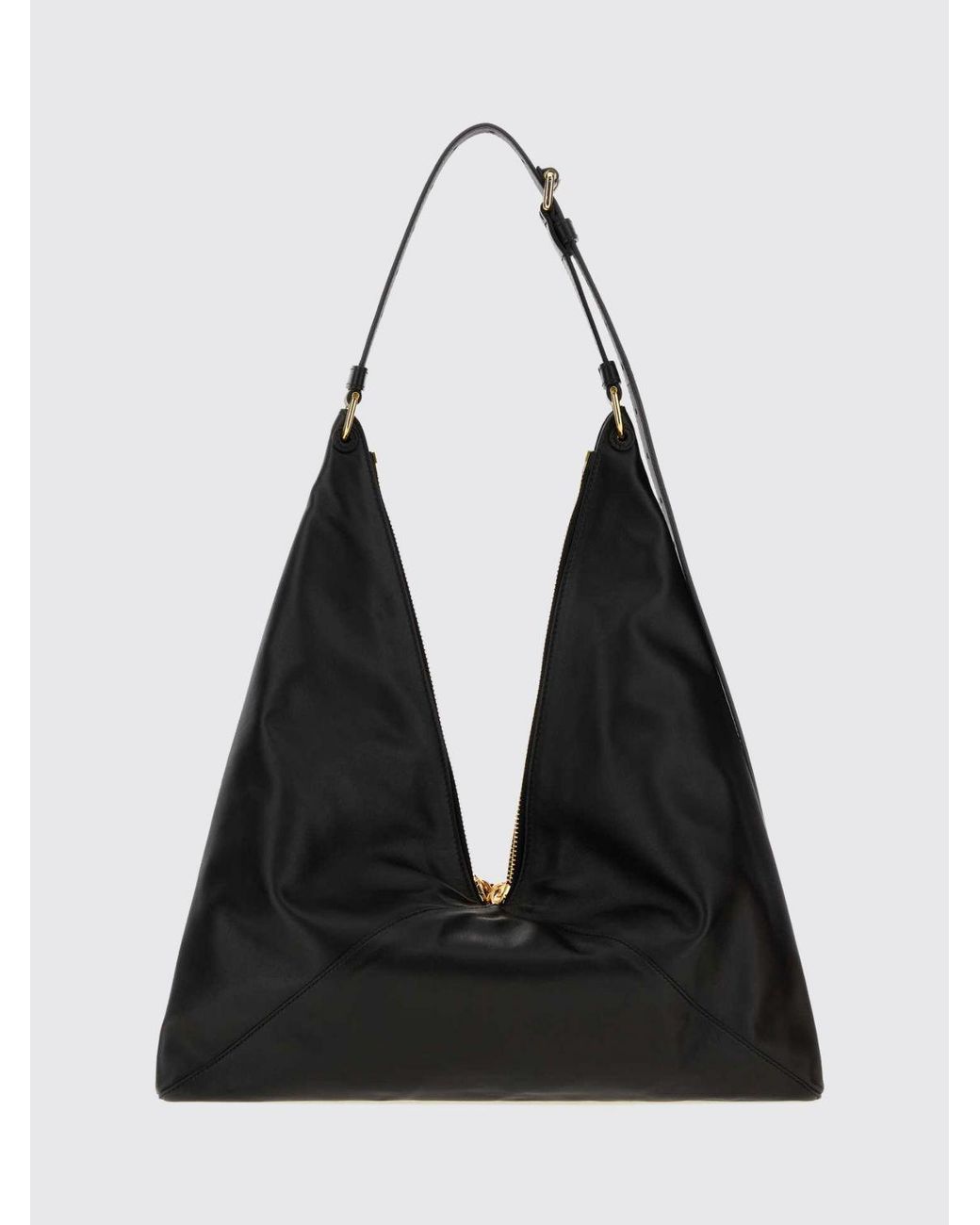 Moschino Couture Black Smooth Leather Shoulder Bag With Adjustable Handle And Double Zip