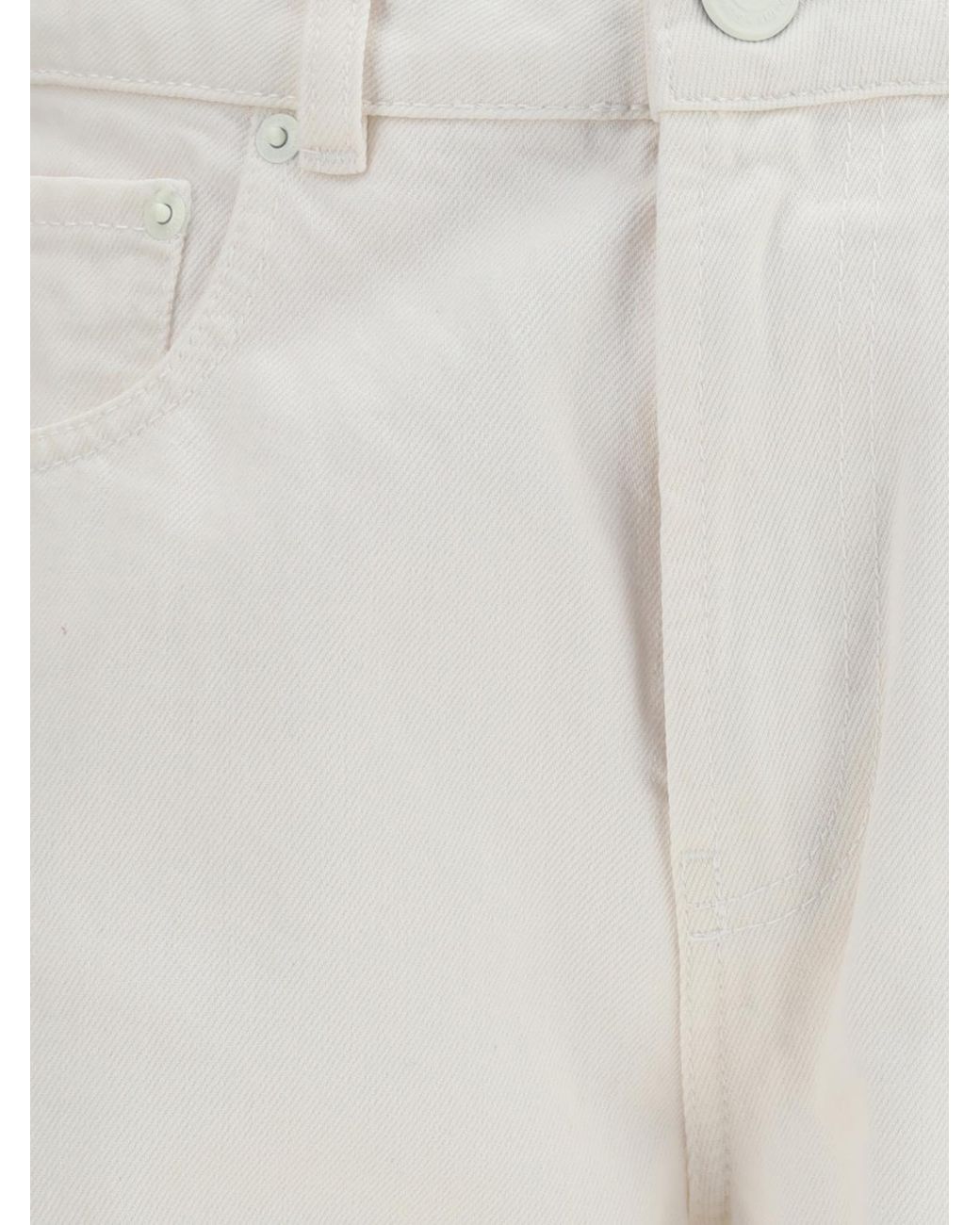 AMI White Cotton Denim Straight Jeans