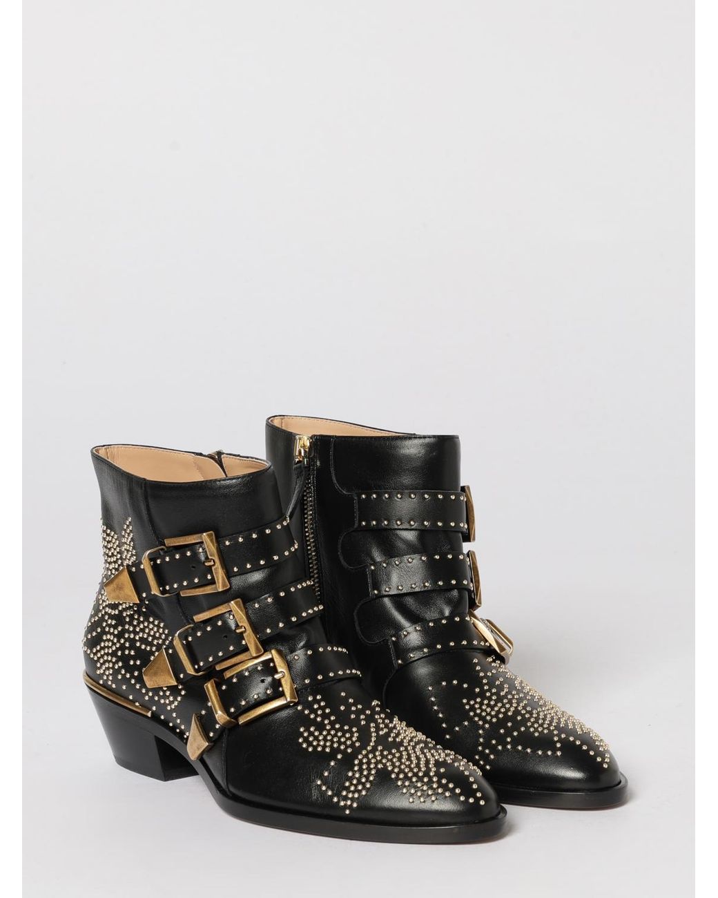 Chloé Black ChloÉ Susanna Nappa Ankle Boots With Micro Studs