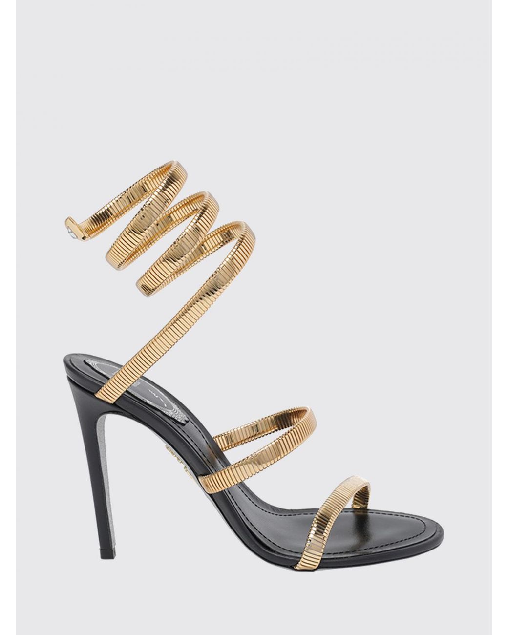Rene Caovilla Metallic Juniper Stiletto Sandals With Iconic Snake Strap