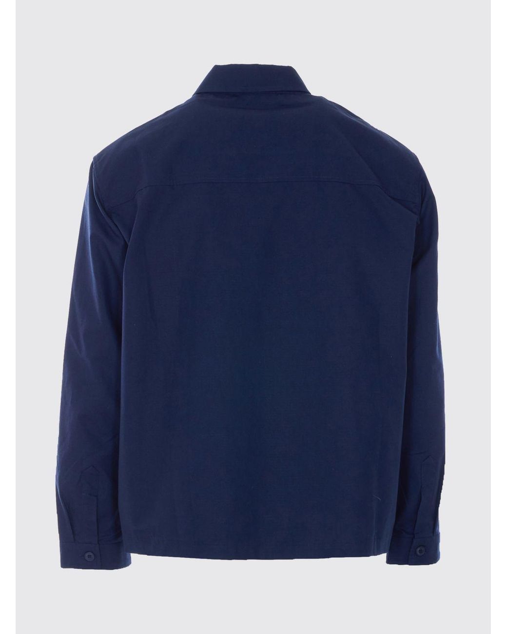 FAMILY FIRST Blue Cotton Shirt Jacket With Dropped Shoulders And Logo for men