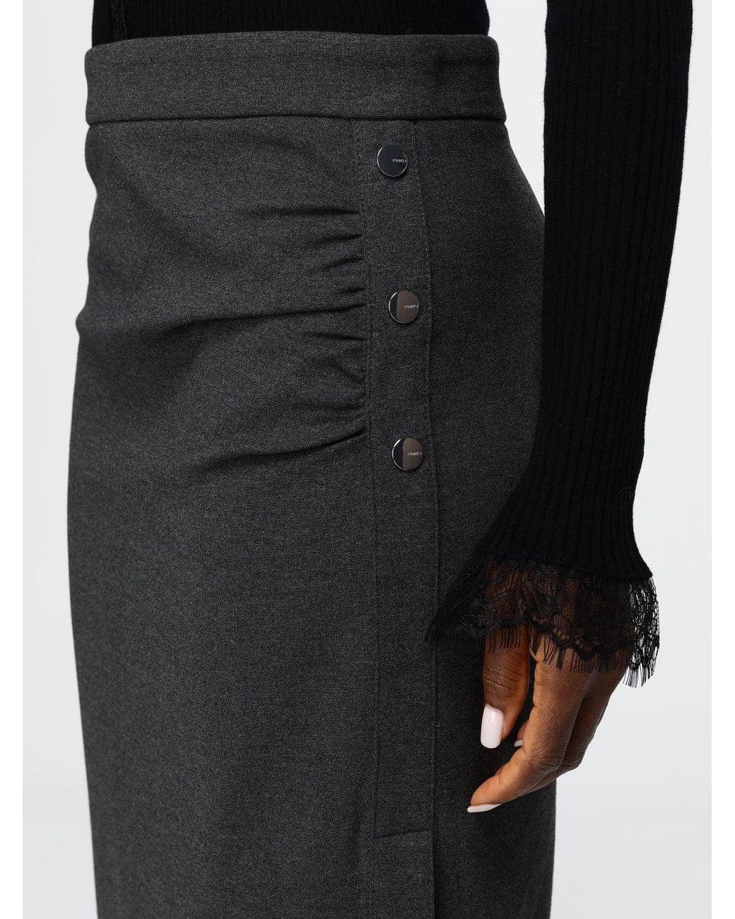 Pinko Black High-Waisted Midi Pencil Skirt