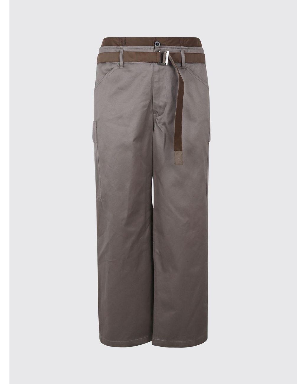 Sacai Gray Straight-Leg Cotton Cargo Trousers With Adjustable Belt for men