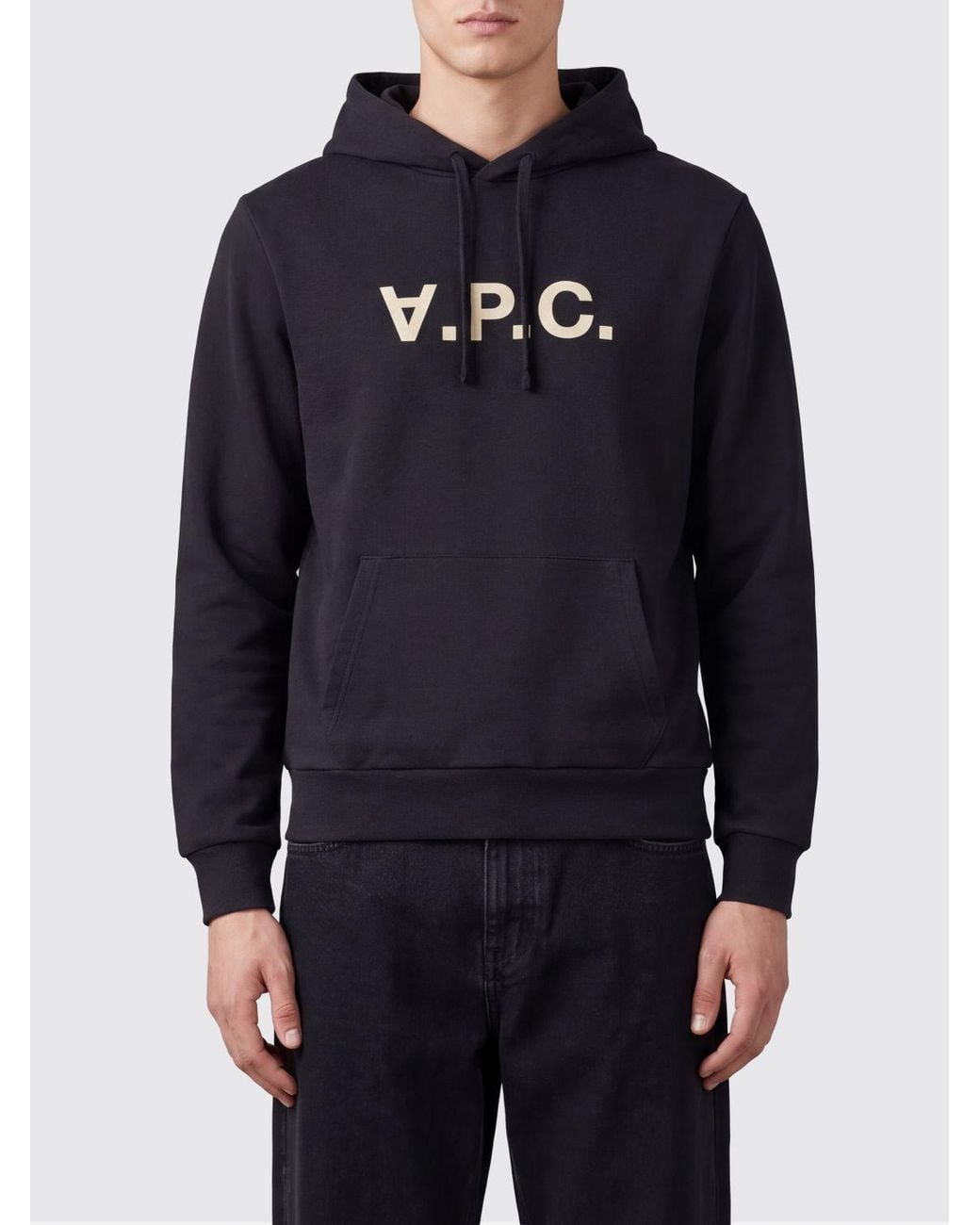 A.P.C. Blue Cotton Logo Hoodie With Kangaroo Pocket for men