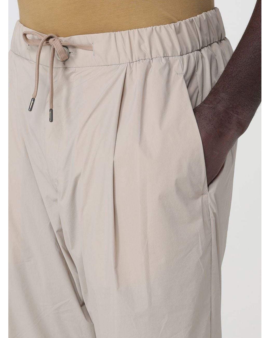 Herno Natural Straight-Leg Technical Fabric Trousers With A Drawstring Waistband for men