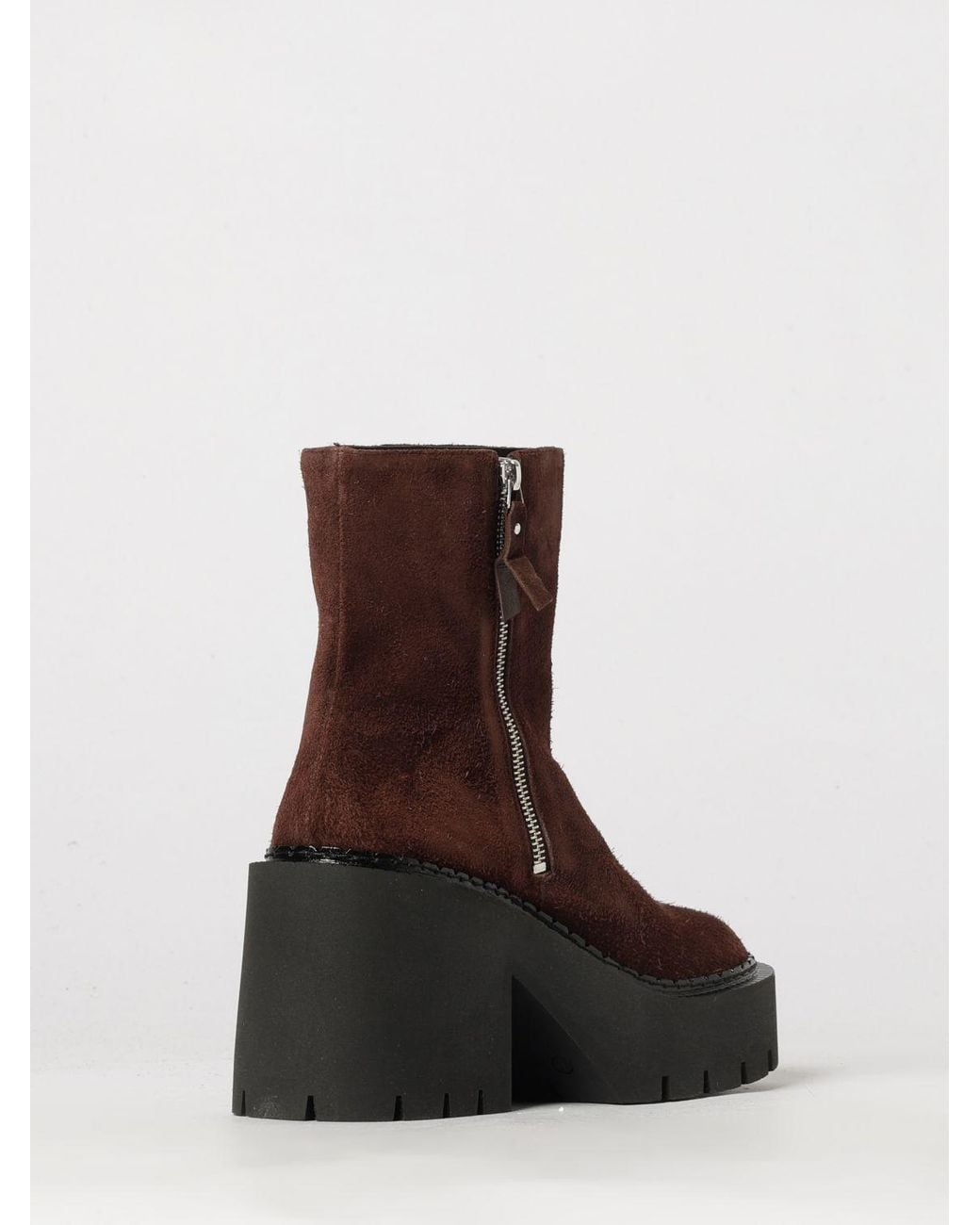 Vic Matié Brown Vic MatiÉ Suede Ankle Boots With Platform And Side Zip Closure