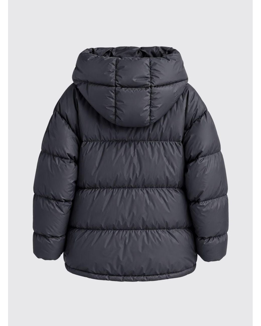 Max Mara Black Nerine Short Quilted Nylon Down Jacket With Hood And Zip Closure