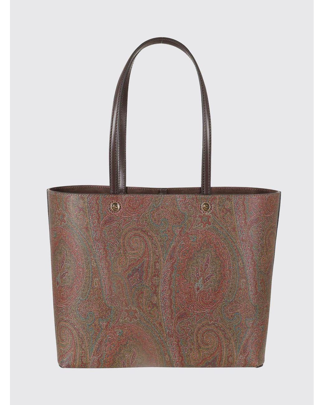 Etro White Essential Paisley Print Coated Cotton Tote Bag With Pegaso Logo