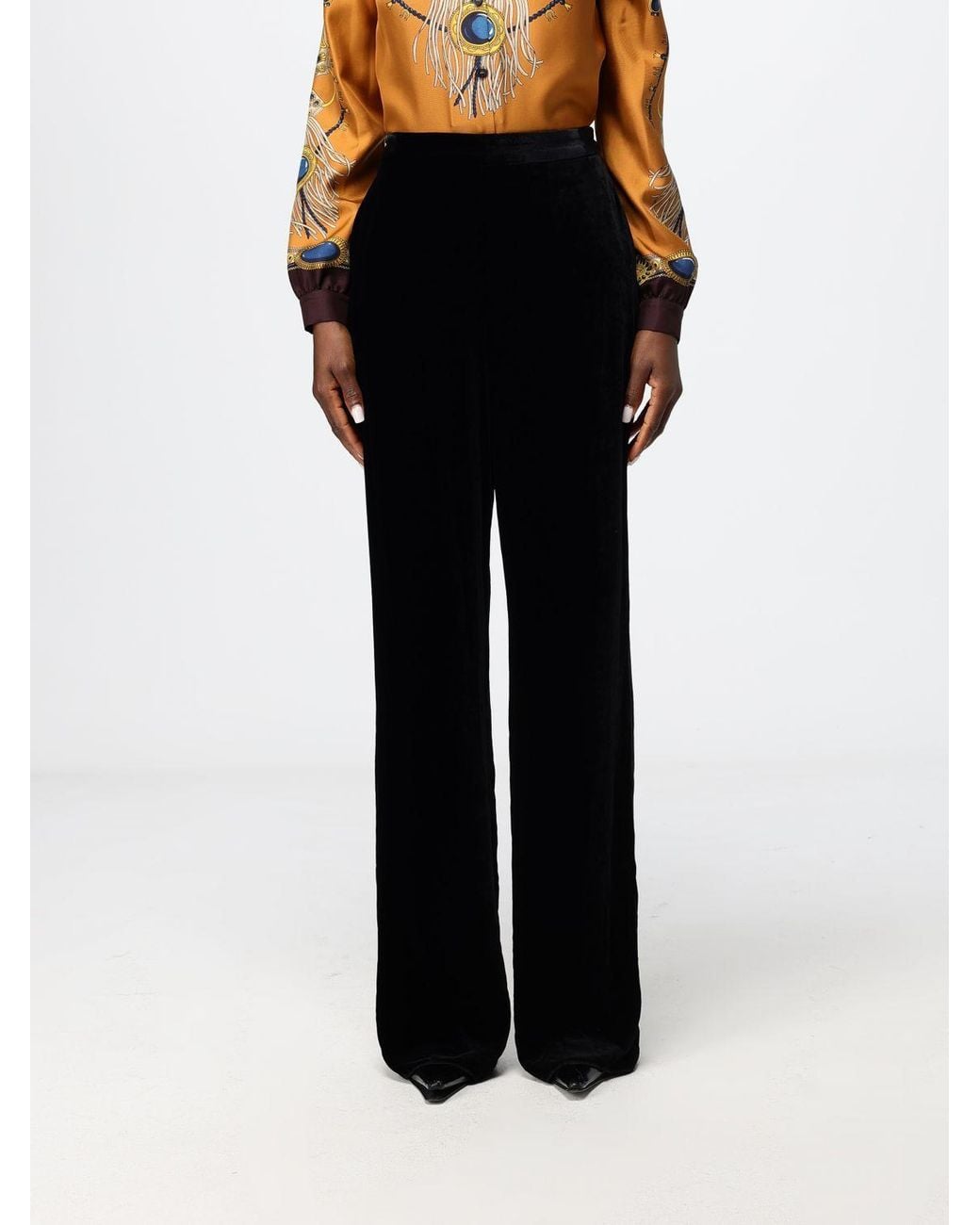Etro Black High-Waisted Wide-Leg Palazzo Trousers