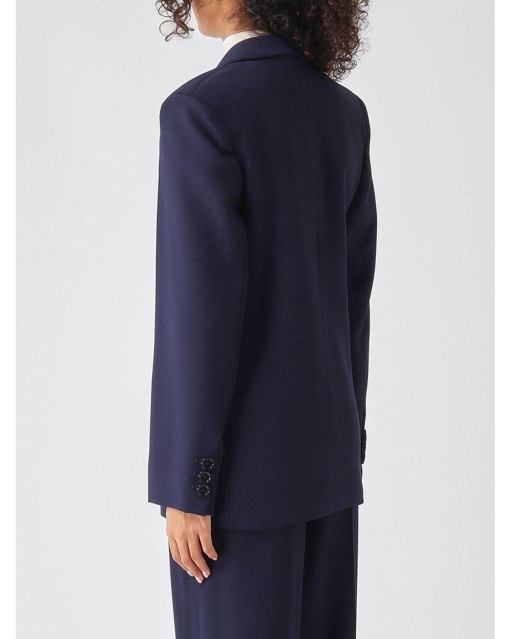 Elisabetta Franchi Blue Single-Breasted Gabardine Blazer With Peak Lapels