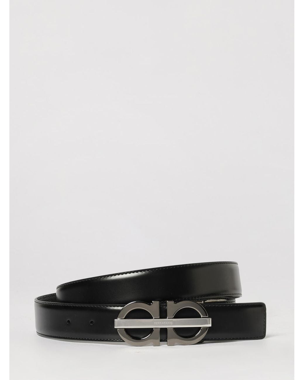 Ferragamo White Gancini Calf Leather Belt for men