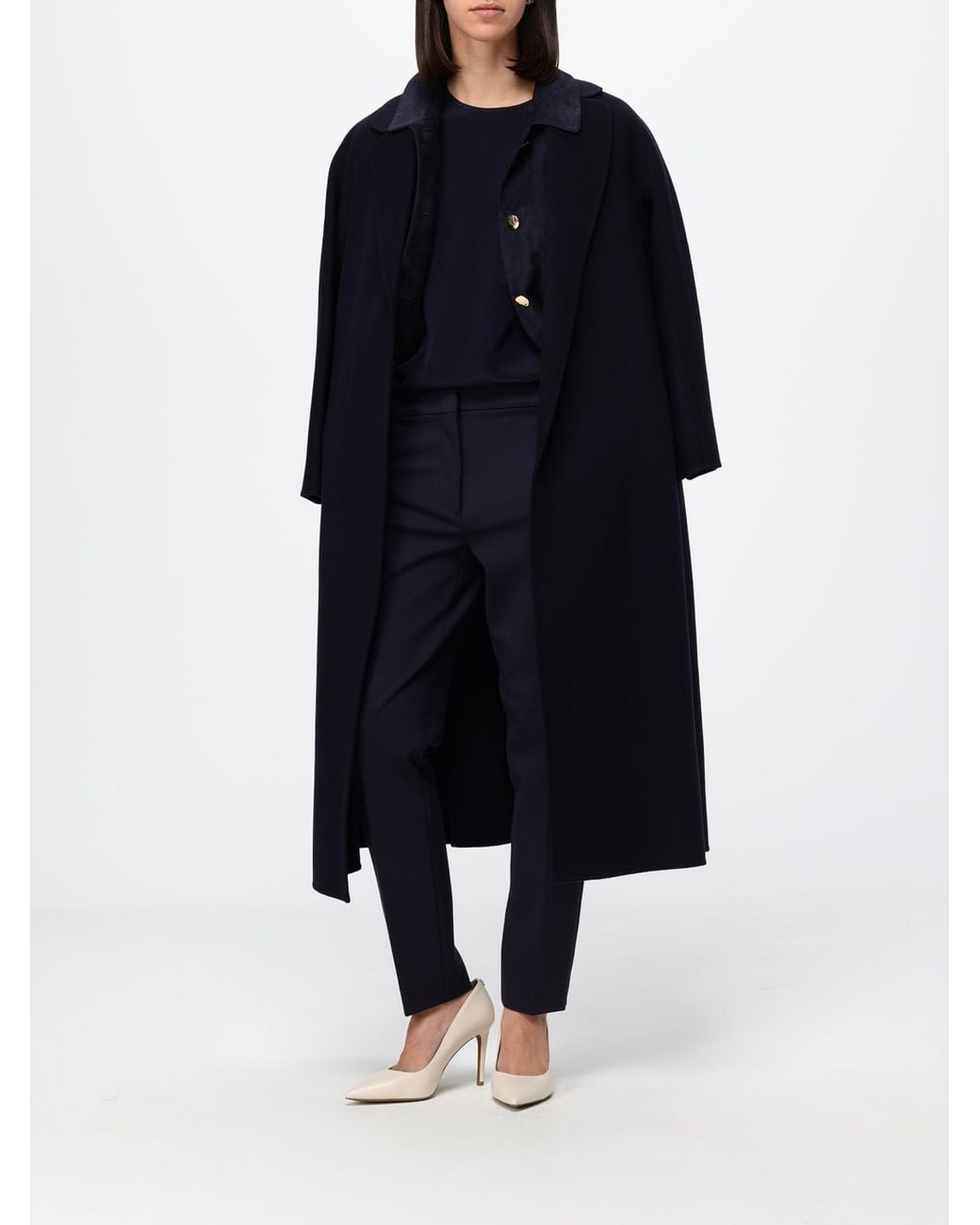 Max Mara Blue Abisso Suede Lambskin Shirt Jacket