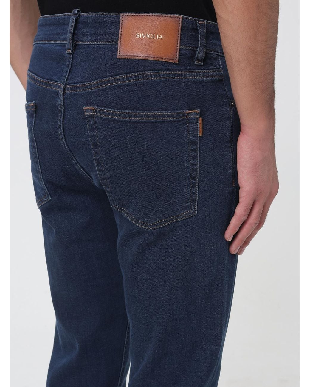 Siviglia Blue Mid-Rise Five-Pocket Skinny Jeans for men