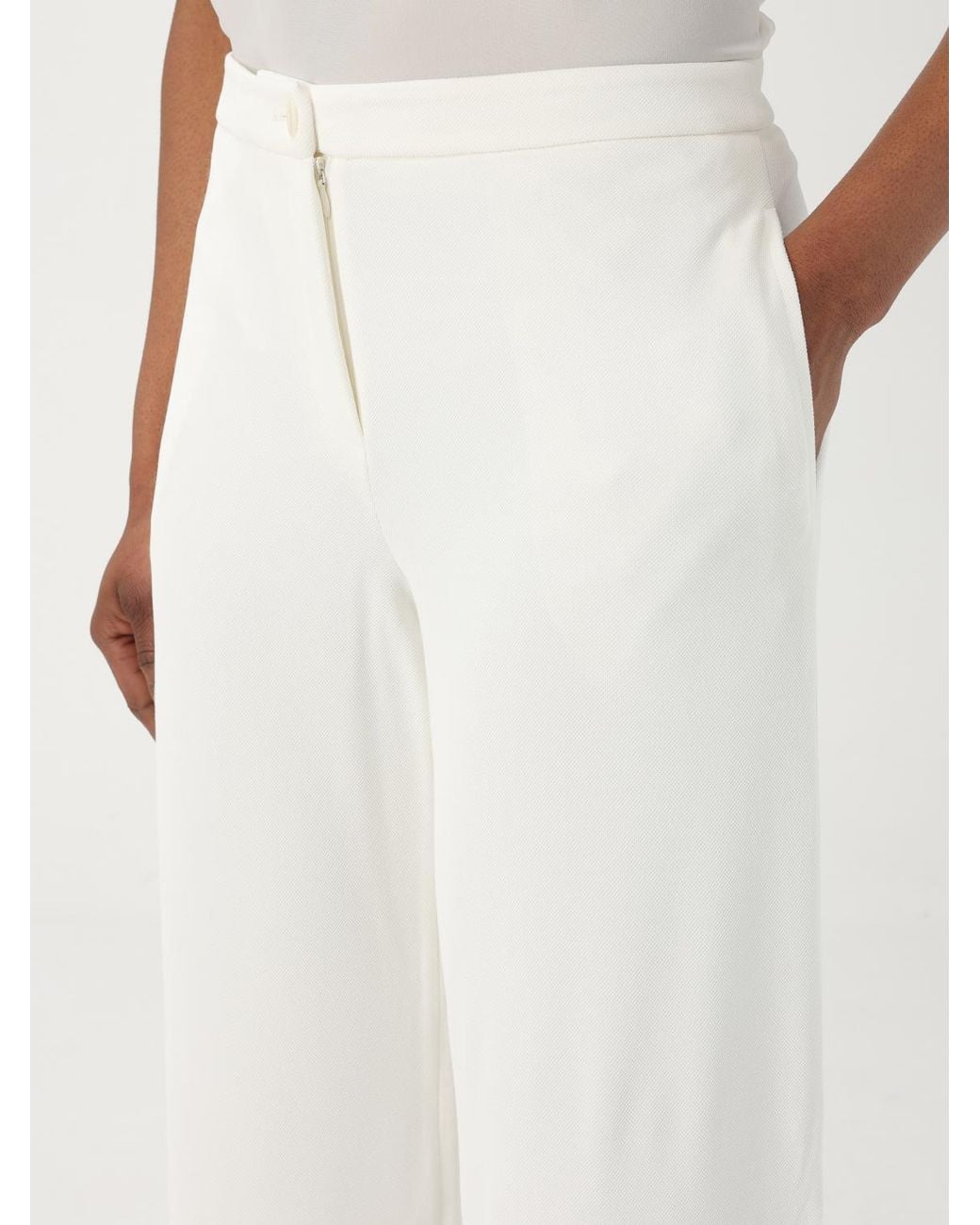 Emporio Armani White Wide Trousers