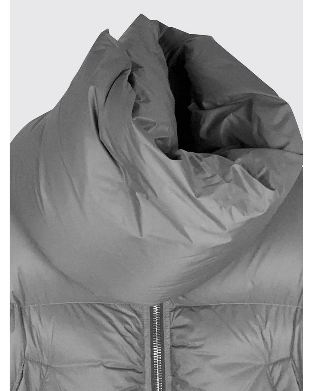 Rick Owens Gray Quilted Nylon Funnel Neck Puffer Jacket