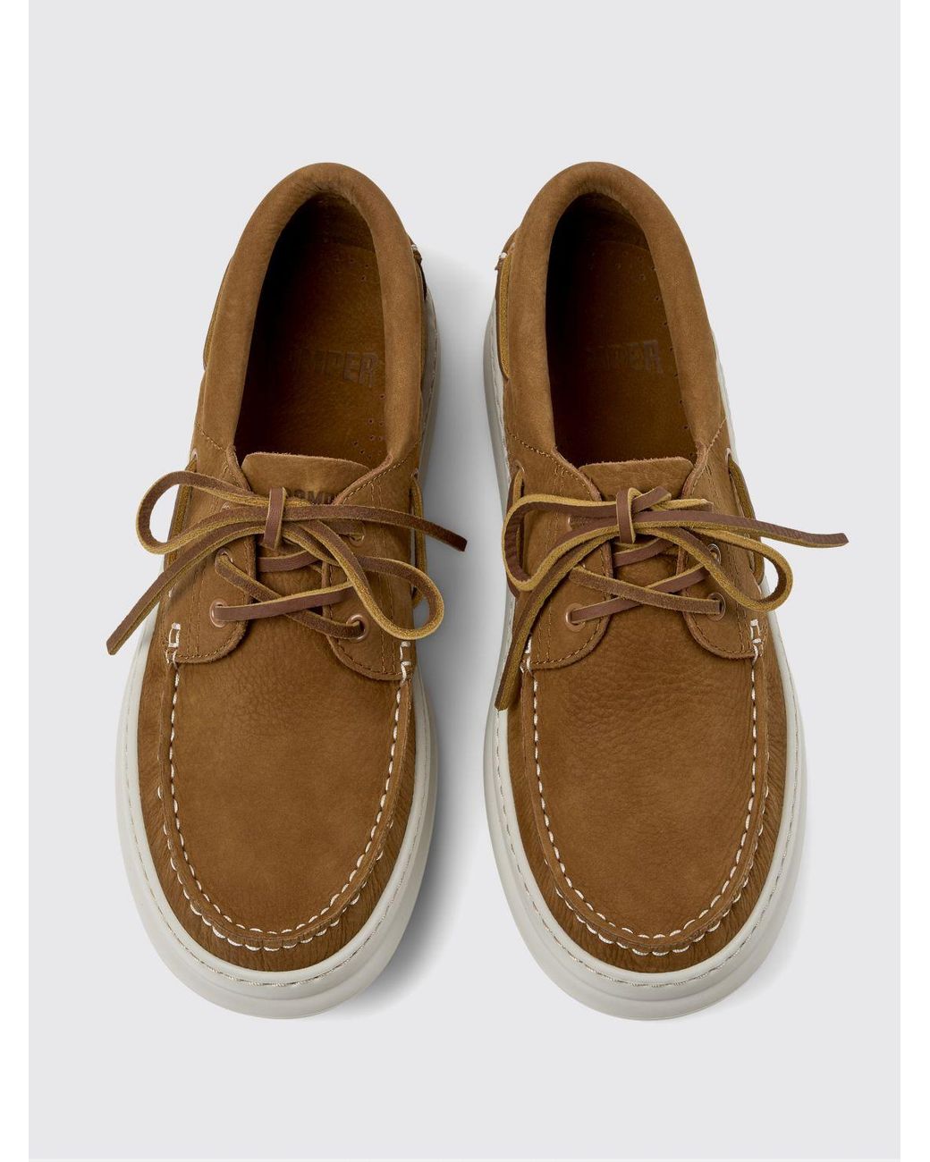 Camper Brown Runner Suede Boat Loafers for men