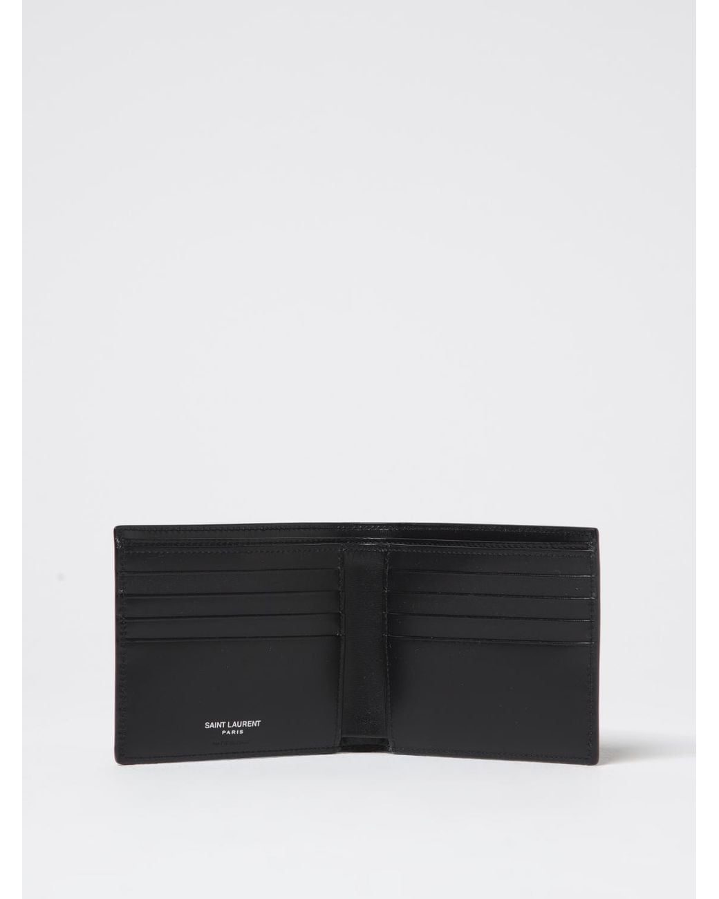 Saint Laurent White Cassandre East/West Leather Wallet for men