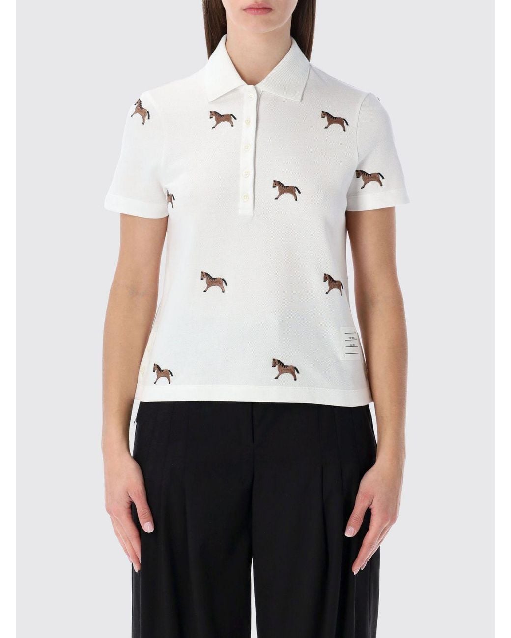Thom Browne White All-Over Horse Cotton Polo
