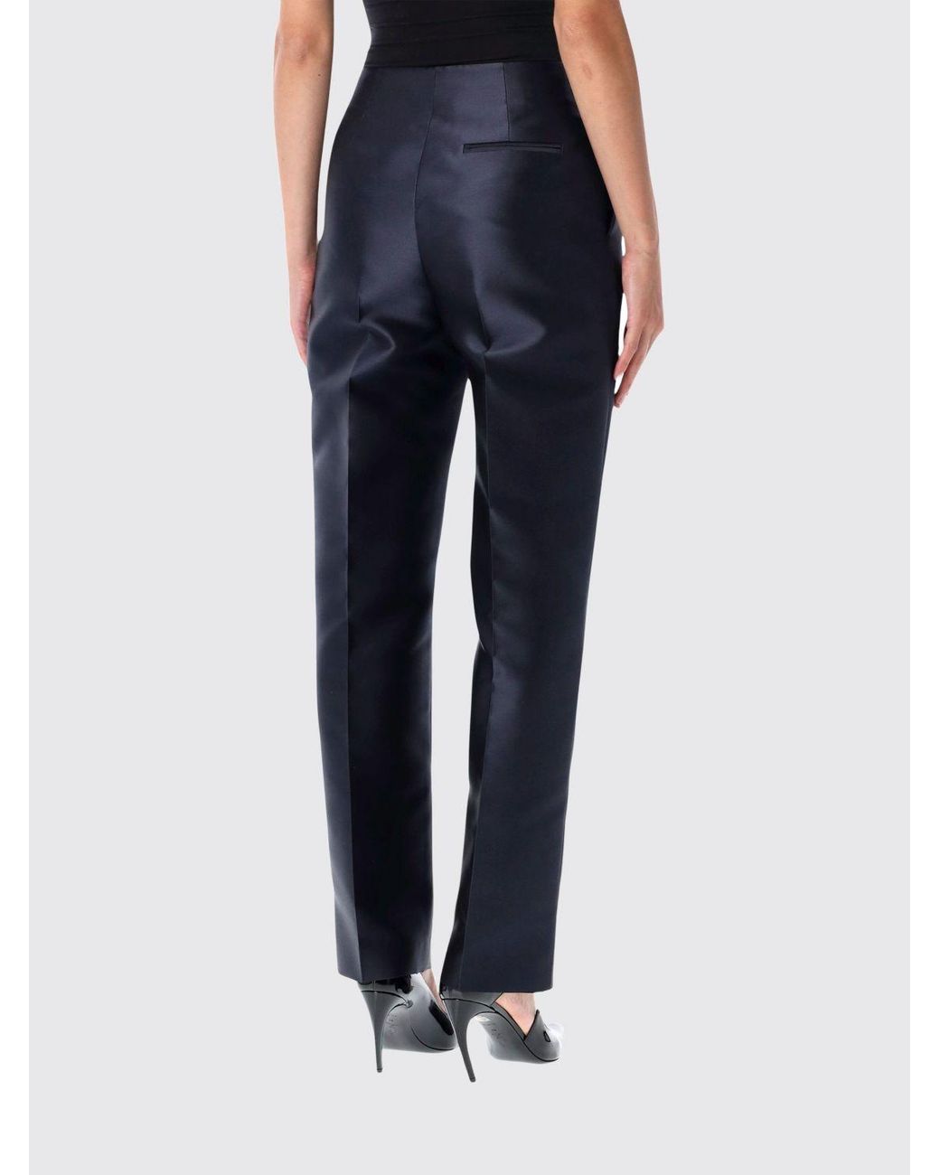 Alberta Ferretti Blue High-Waisted Skinny Satin Trousers With Side Zip Closure