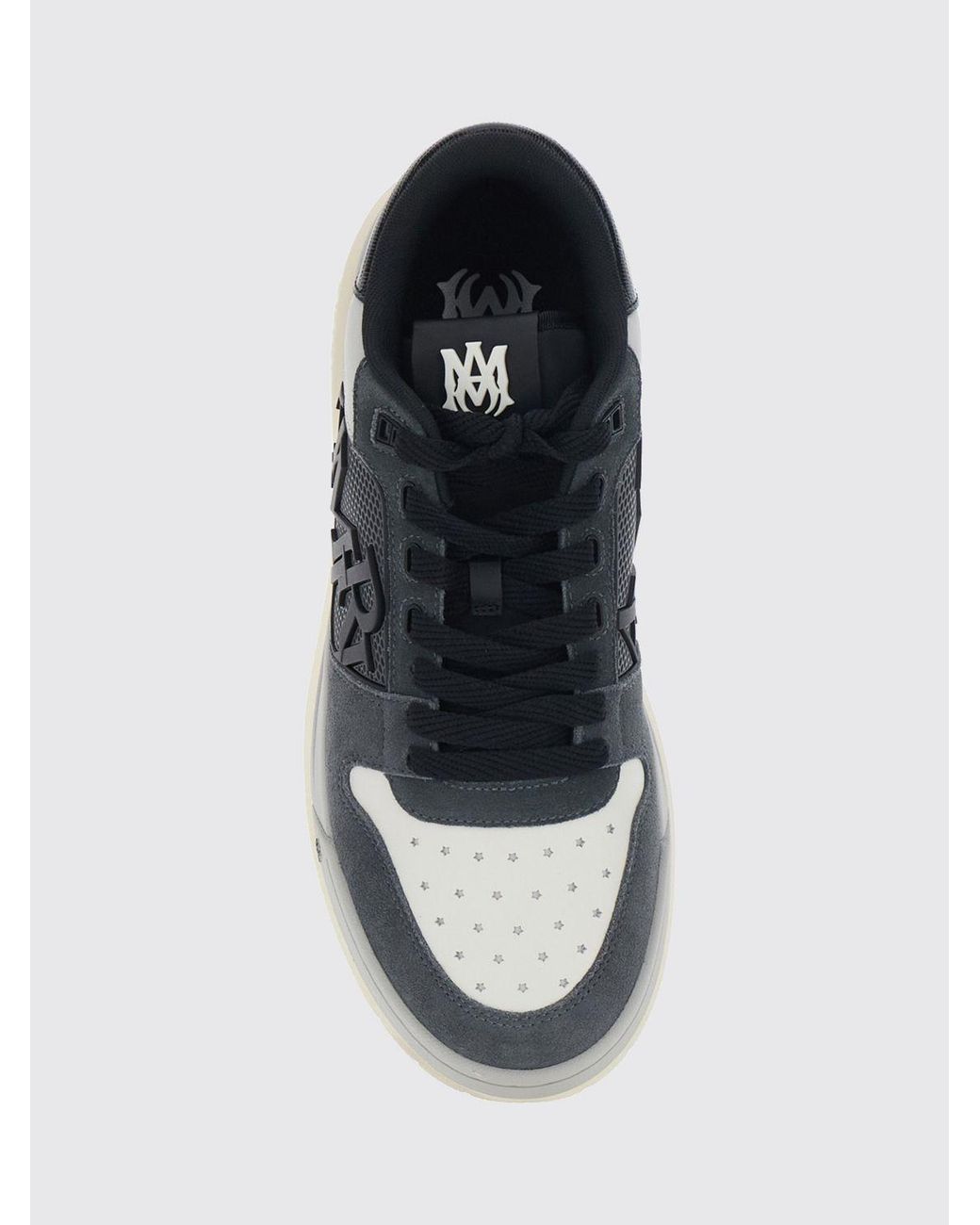 Amiri White Suede And Smooth Leather Low-Top Sneakers With Perforated Toe for men