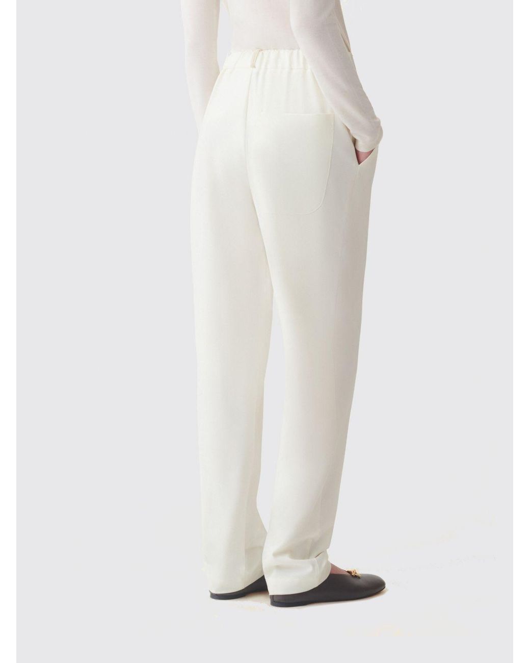 Fabiana Filippi White High-Waisted Wide-Leg Palazzo Trousers With Patch Pockets