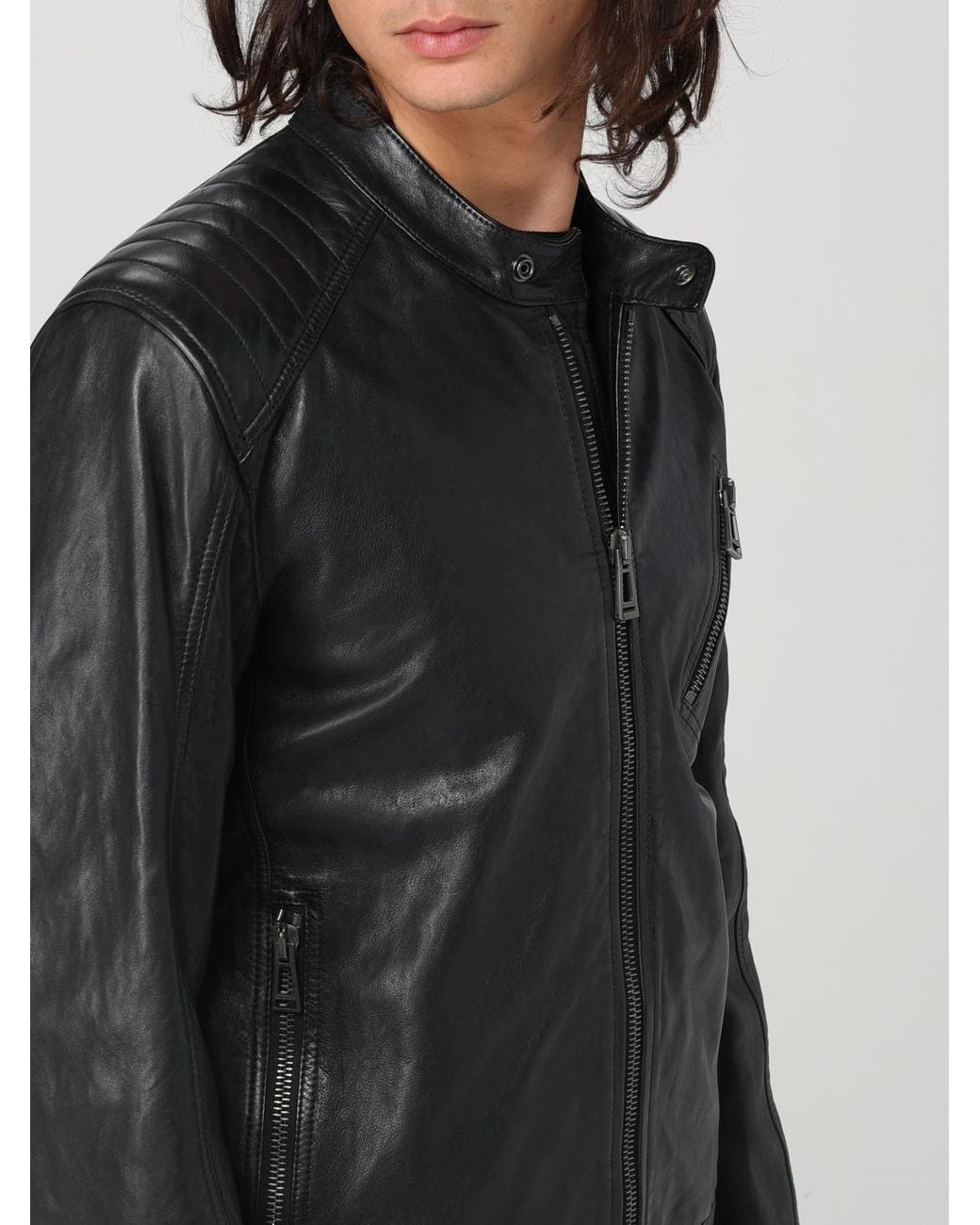 Belstaff Black Leather Biker Jacket for men