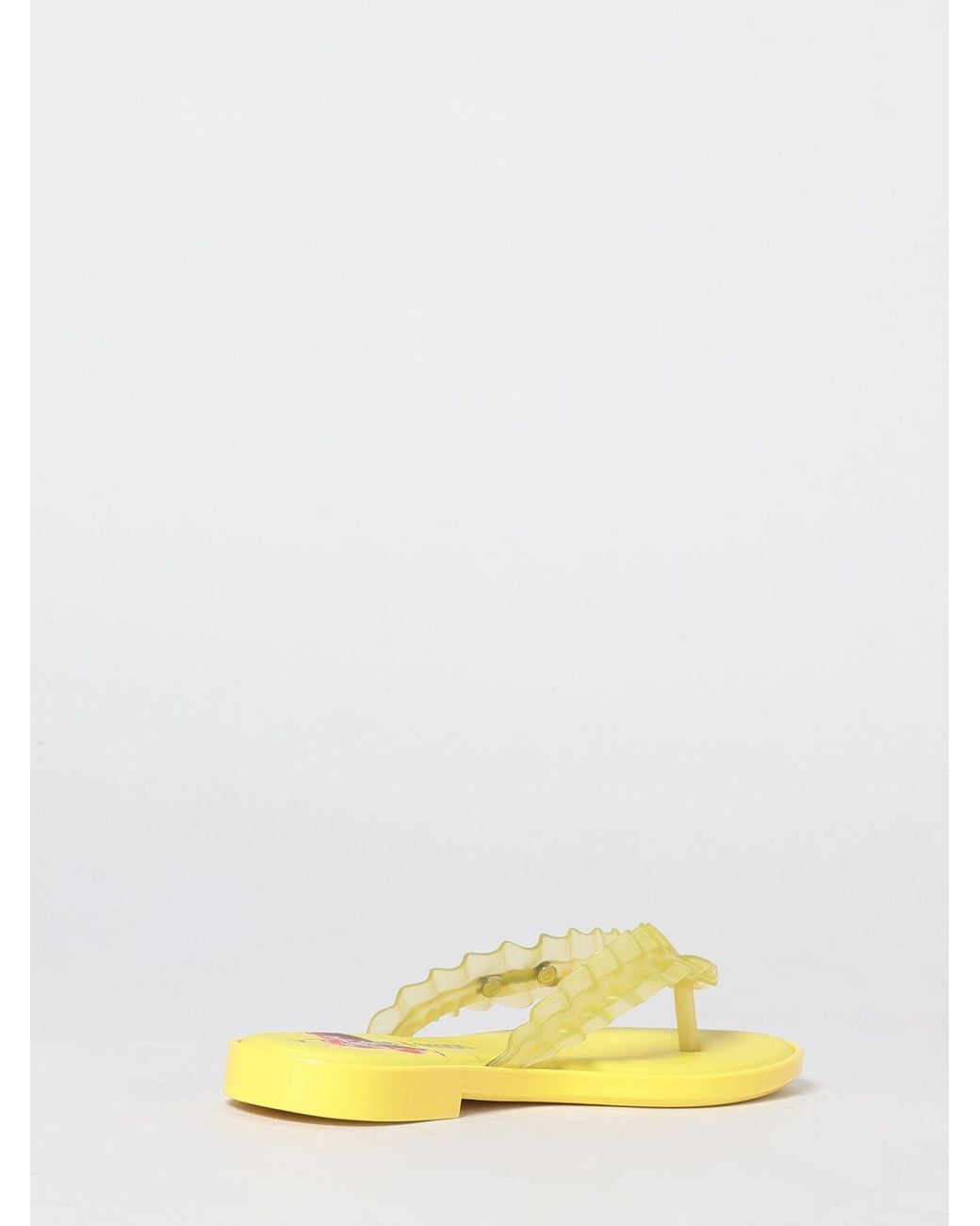 Melissa X Ganni Yellow Ruched Pvc Thong Sandals With Low Heel