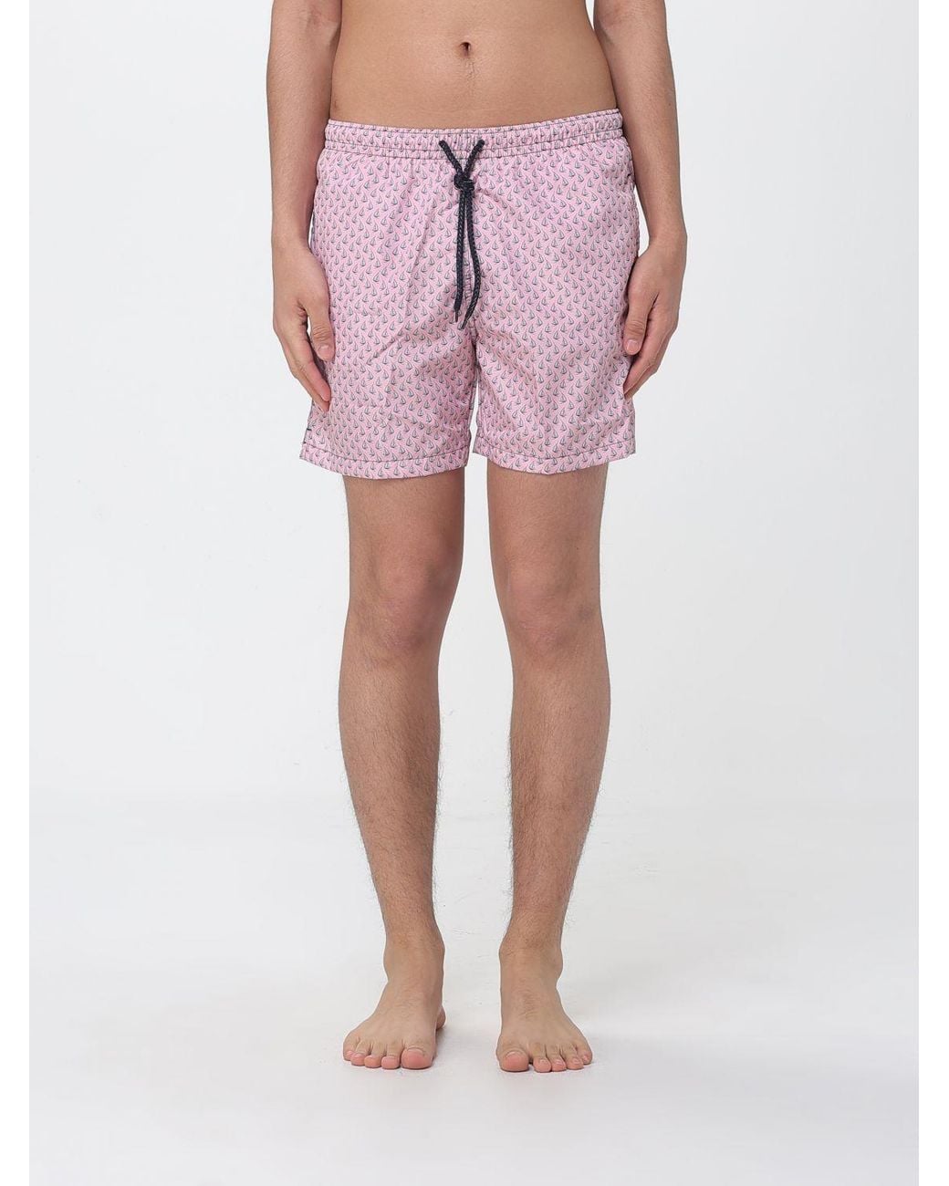 Drumohr Pink Printed Polyester Swim Shorts for men