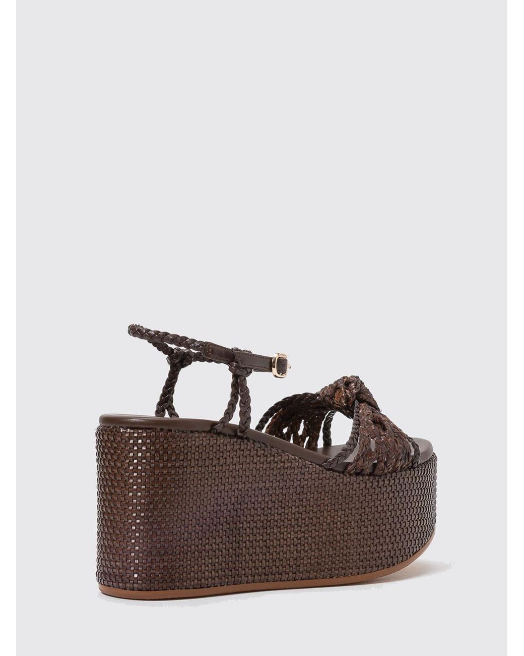 Twinset Brown Woven Polyurethane Wedge Sandals