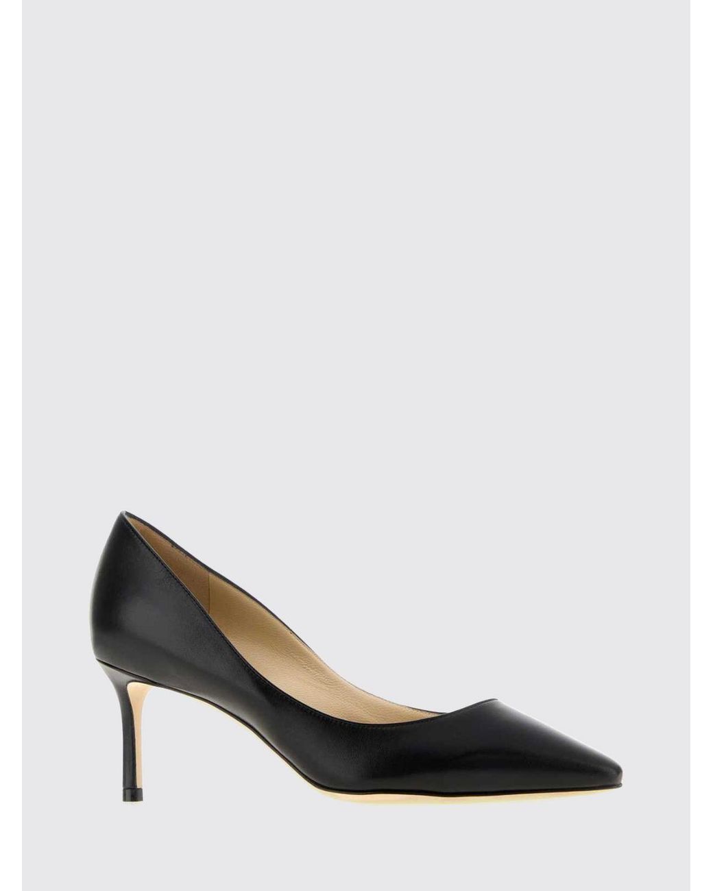 Jimmy Choo Black Romy Smooth Leather Mid-Heel Court Shoes With Almond Toe