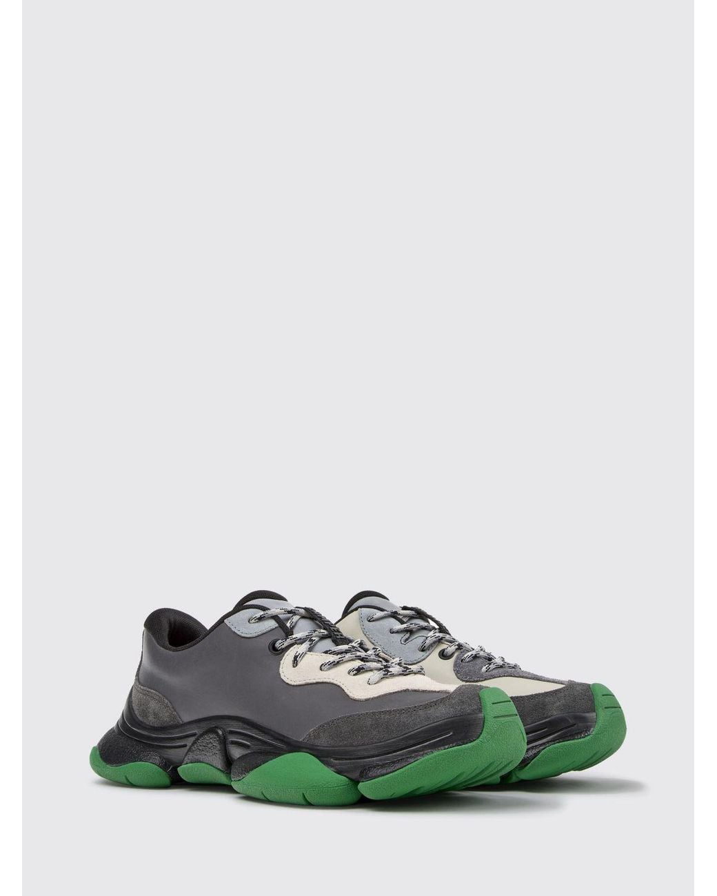 Camper Green Twins Bicolor Calfskin Sneakers With Vibram Rubber Sole