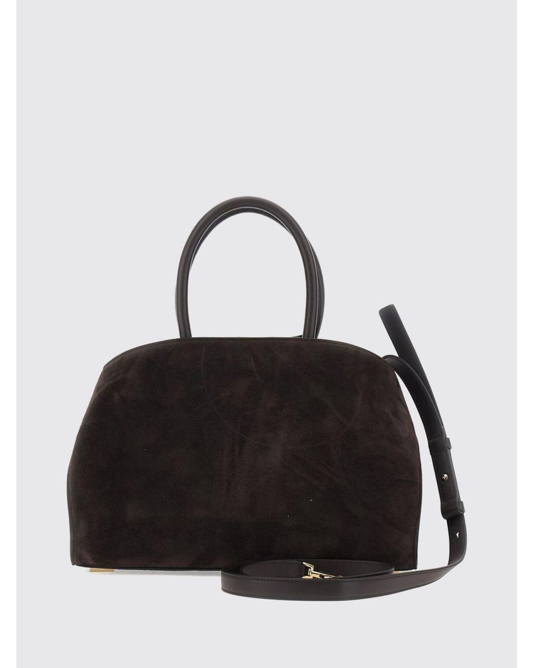 Ferragamo Black Hug Small Suede Leather Top Handle Bag With Removable Strap