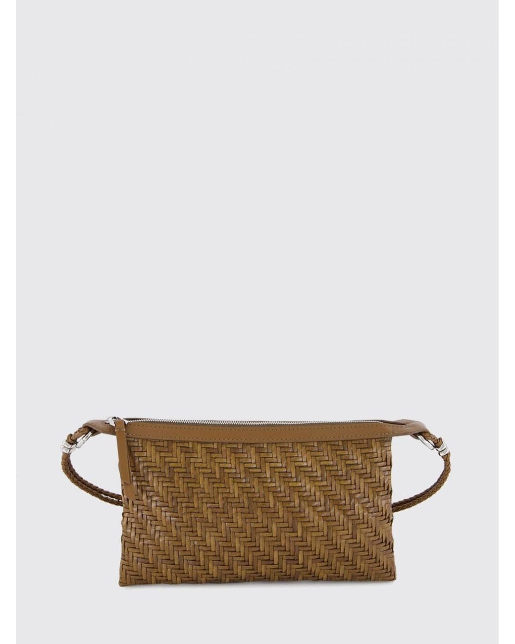 Benedetta Bruzziches Brown Pondy Woven Leather Mini Bag With Strap