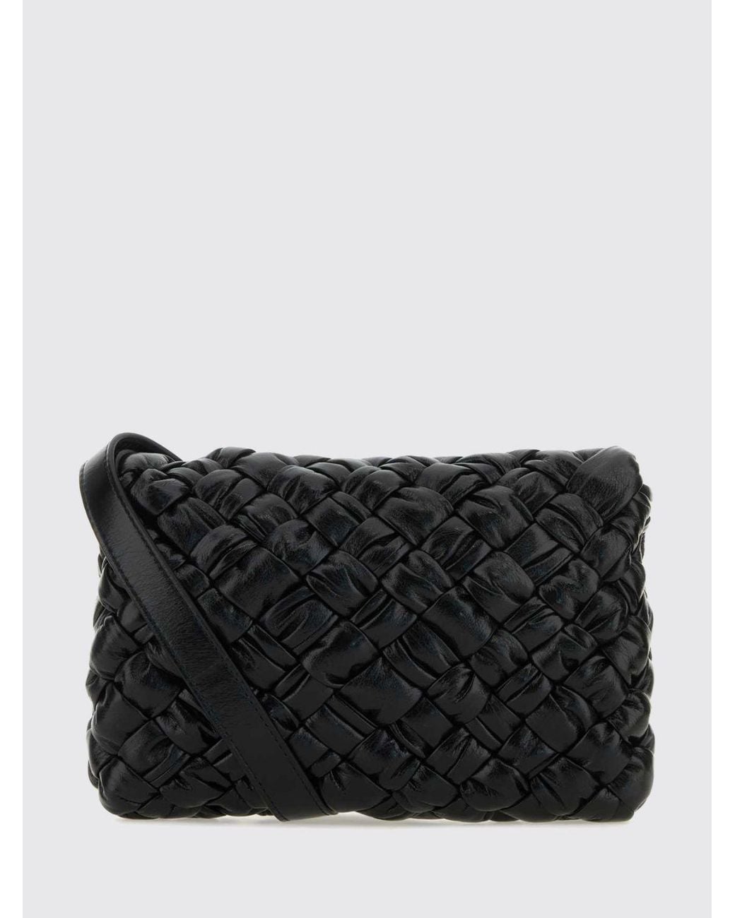 Bottega Veneta Black Intrecciato Leather Crossbody Bag With Flap Closure for men