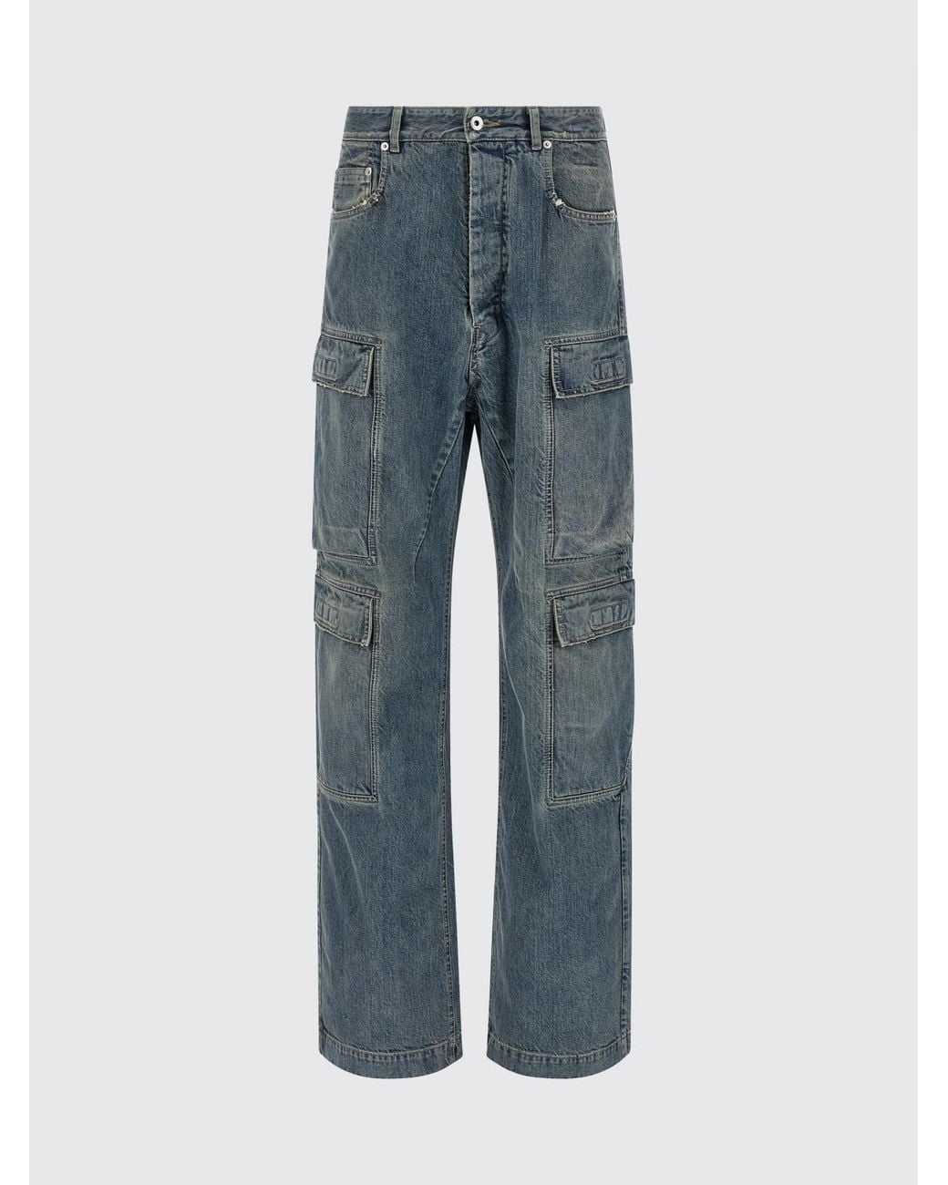 Rick Owens Blue Denim Cargo Jeans for men