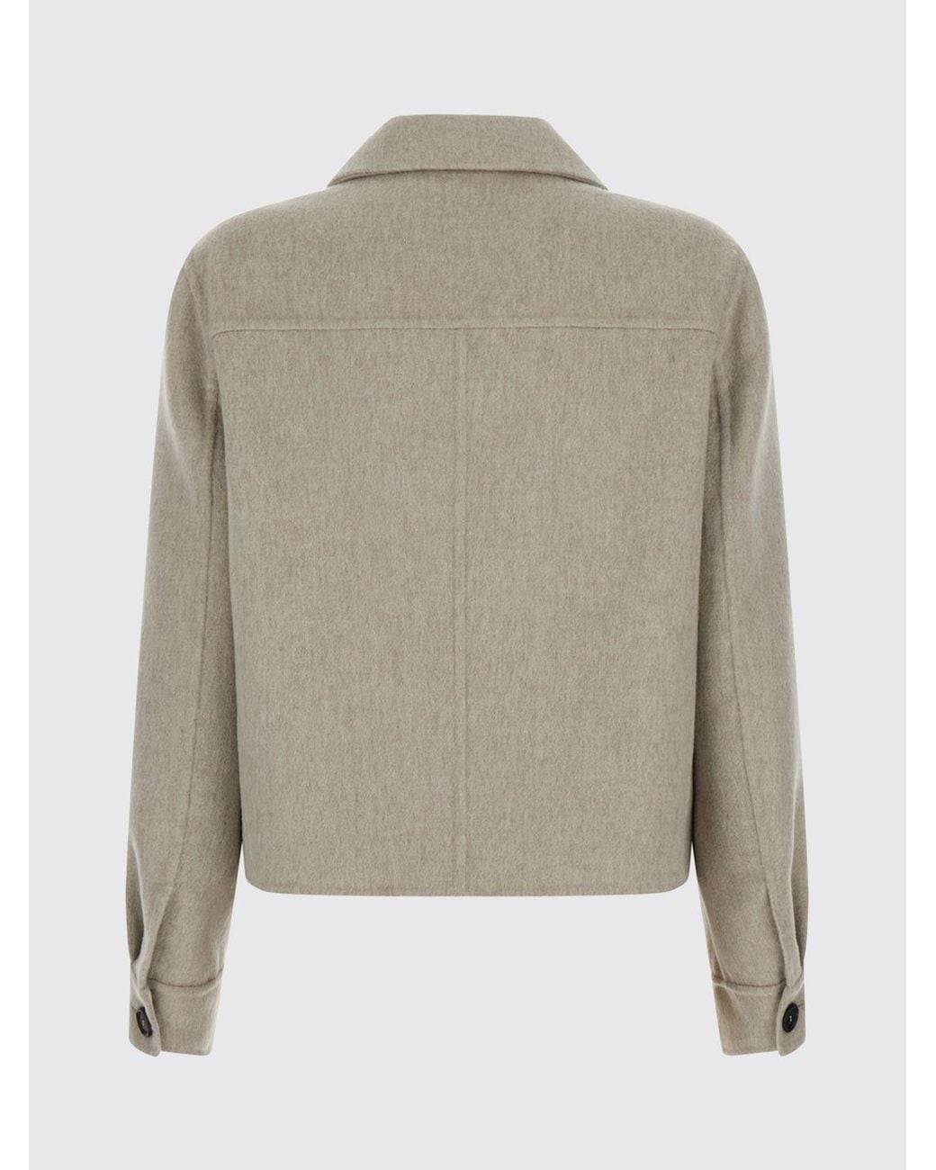 Brunello Cucinelli Natural Double-Breasted Peacoat
