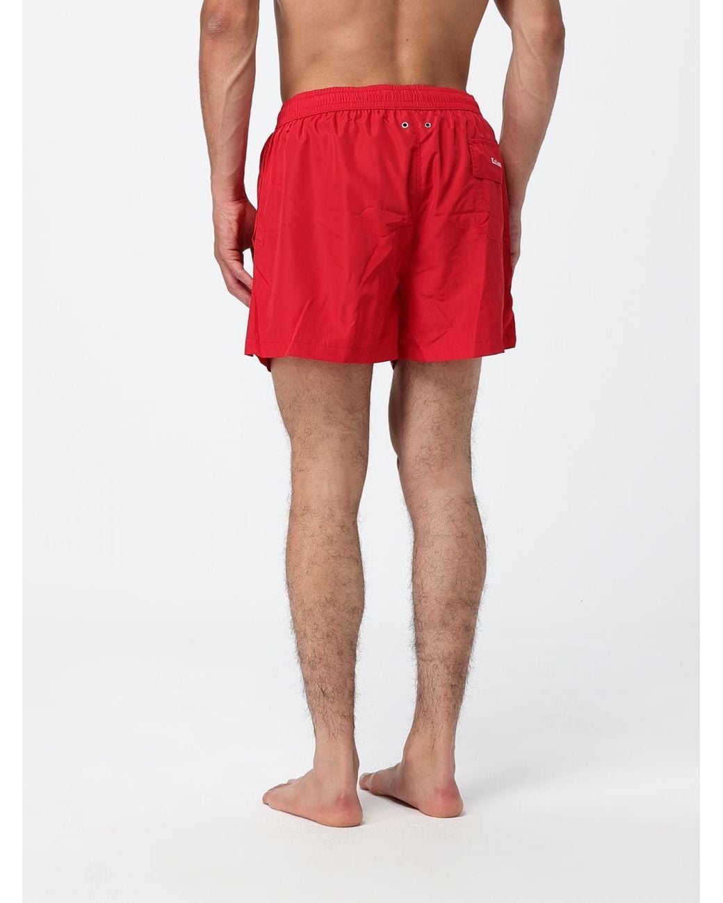 Kiton Red Polyester Swim Shorts With Elasticated Waist for men