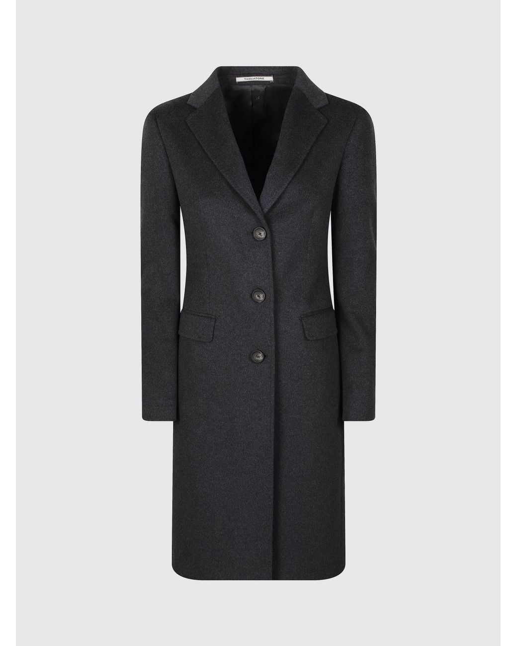 Tagliatore Blue Long Single-Breasted Virgin Wool And Cashmere Coat With A Slim Fit